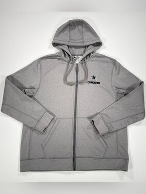 Dallas Cowboys Men's Full Zip Hoodie Gray Fleece Lined NFL Team Apparel Size L